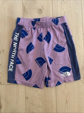 The North Face Purple Shorts with Blue Logo Panels • Youth Large